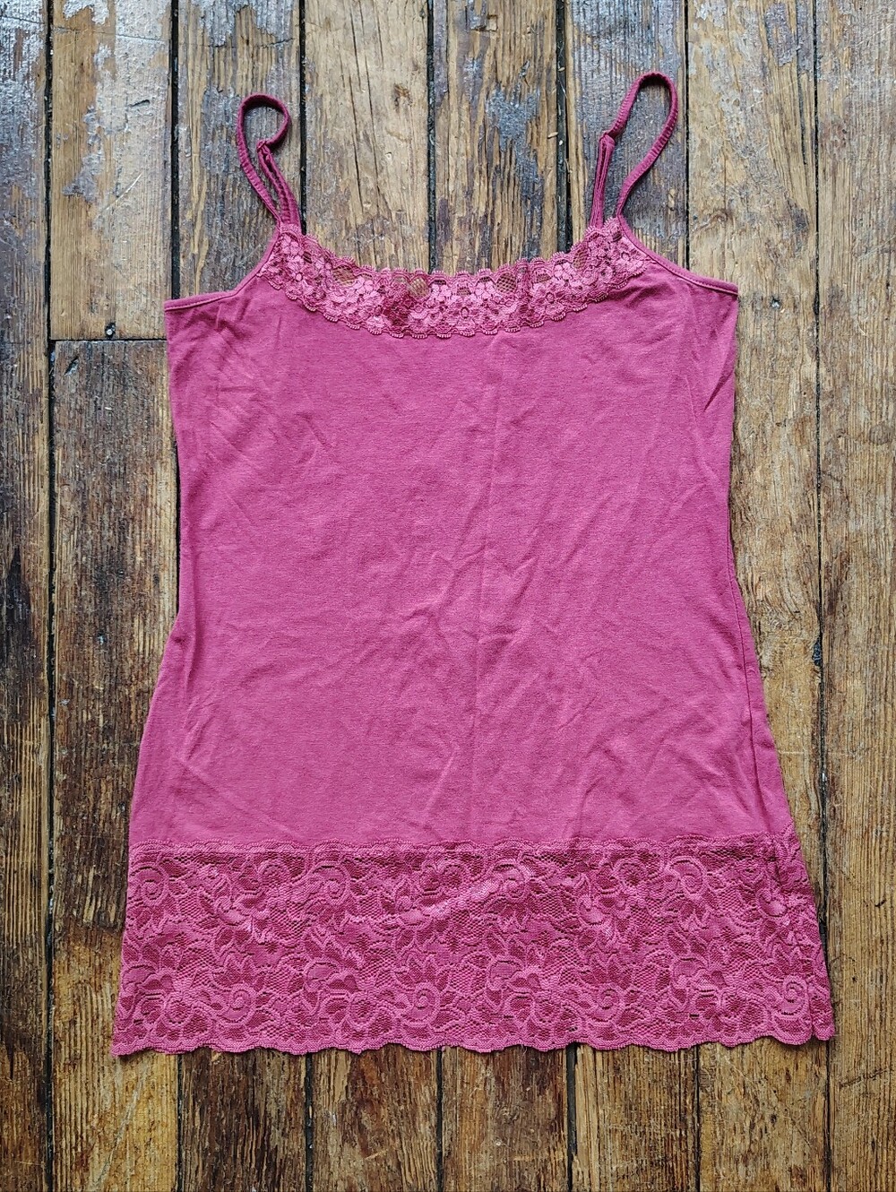 Y2k Style Lace Trim Cami Tank Top Small Fairy Festival Stretch Spaghetti Strap